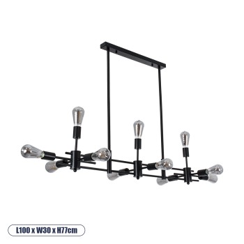 GLOBOSTAR® FERUM 01098 Μοντέρνο Φωτιστικό Οροφής με Ντουί 11 x E27 AC 220-240V IP20 - Μαύρο - Μ100 x Π30 x Υ77cm GLOBOSTAR® FERUM 01098 Μοντέρνο Φωτιστικό Οροφής με Ντουί 11 x E27 AC 220-240V IP20 - Μαύρο - Μ100 x Π30 x Υ77cm