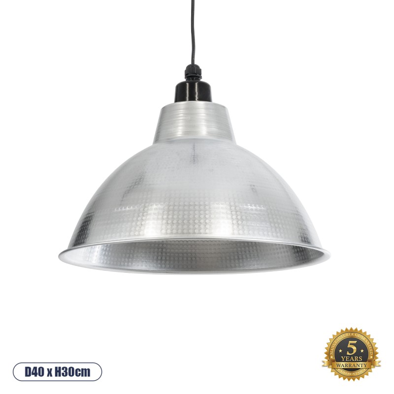 GLOBOSTAR® LOUVE 01178 Vintage Κρεμαστό Φωτιστικό Οροφής με Ντουί 1 x E27 AC 220-240V IP20 - Ασημί - Μ40 x Π40 x Υ30cm GLOBOSTAR® LOUVE 01178 Vintage Κρεμαστό Φωτιστικό Οροφής με Ντουί 1 x E27 AC 220-240V IP20 - Ασημί - Μ40 x Π40 x Υ30cm