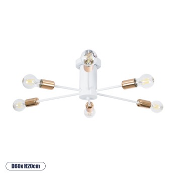 GLOBOSTAR® OLINDA 01385 Μοντέρνο Φωτιστικό Οροφής με Ντουί 6 x E27 AC 220-240V IP20 - Λευκό & Χάλκινο - Μ60 x Π60 x Υ20cm GLOBOSTAR® OLINDA 01385 Μοντέρνο Φωτιστικό Οροφής με Ντουί 6 x E27 AC 220-240V IP20 - Λευκό & Χάλκινο - Μ60 x Π60 x Υ20cm