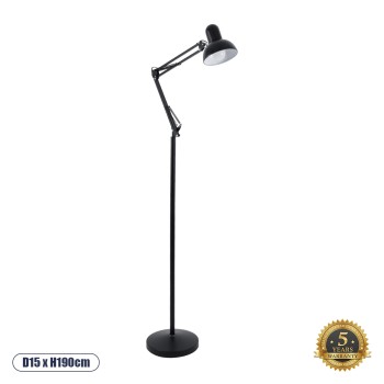 GLOBOSTAR® AUDREY 01468 Vintage Επιδαπέδιο Φωτιστικό με Ντουί 1 x E27 AC 220-240V IP20 - Μαύρο - Μ15 x Π15 x Υ190cm GLOBOSTAR® AUDREY 01468 Vintage Επιδαπέδιο Φωτιστικό με Ντουί 1 x E27 AC 220-240V IP20 - Μαύρο - Μ15 x Π15 x Υ190cm