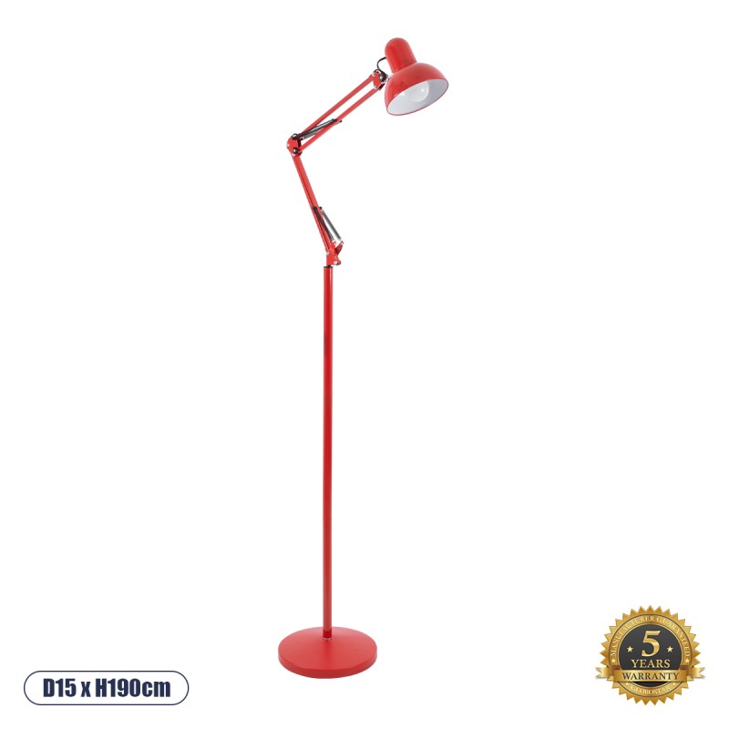 GLOBOSTAR® AUDREY 01470 Vintage Επιδαπέδιο Φωτιστικό με Ντουί 1 x E27 AC 220-240V IP20 - Κόκκινο - Μ15 x Π15 x Υ190cm GLOBOSTAR® AUDREY 01470 Vintage Επιδαπέδιο Φωτιστικό με Ντουί 1 x E27 AC 220-240V IP20 - Κόκκινο - Μ15 x Π15 x Υ190cm
