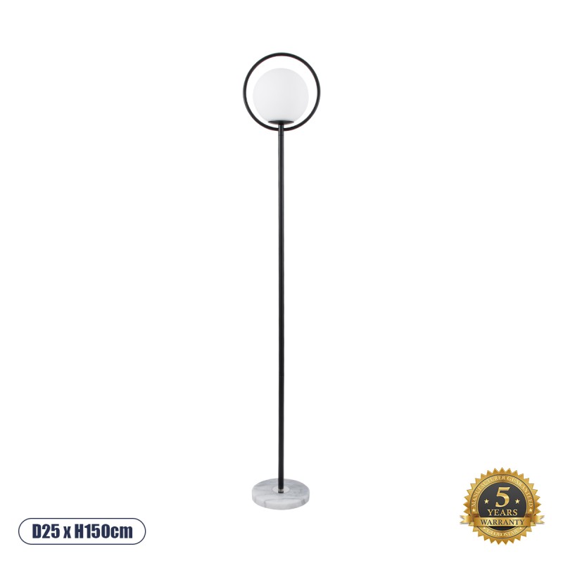 GloboStar® VERSAILLES 01540 Μοντέρνο Επιδαπέδιο Φωτιστικό Μονόφωτο 1 x E27 IP20 Μαύρο Μέταλλο, Λευκό Γυαλί με Γκρι Μάρμαρο - Μ25 x Π25 x Υ150cm GloboStar® VERSAILLES 01540 Μοντέρνο Επιδαπέδιο Φωτιστικό Μονόφωτο 1 x E27 IP20 Μαύρο Μέταλλο, Λευκό Γυαλί με Γκρι Μάρμαρο - Μ25 x Π25 x Υ150cm