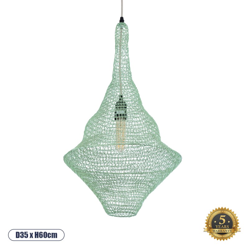 GLOBOSTAR® KENTUCKY 01873 Vintage Κρεμαστό Φωτιστικό Οροφής με Ντουί 1 x E27 AC 220-240V IP20 - Τιρκουάζ - Μ35 x Π35 x Υ60cm GLOBOSTAR® KENTUCKY 01873 Vintage Κρεμαστό Φωτιστικό Οροφής με Ντουί 1 x E27 AC 220-240V IP20 - Τιρκουάζ - Μ35 x Π35 x Υ60cm