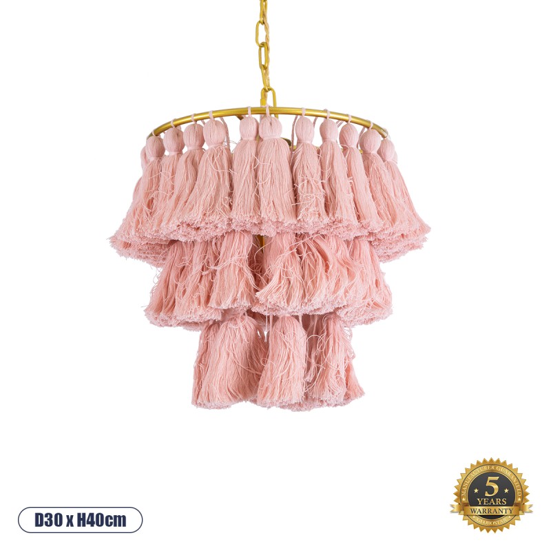GLOBOSTAR® MISSOULA 02086 Boho Κρεμαστό Φωτιστικό Οροφής με Ντουί 1 x E27 AC 220-240V IP20 - Ροζ & Χρυσό - Μ30 x Π30 x Υ40cm GLOBOSTAR® MISSOULA 02086 Boho Κρεμαστό Φωτιστικό Οροφής με Ντουί 1 x E27 AC 220-240V IP20 - Ροζ & Χρυσό - Μ30 x Π30 x Υ40cm