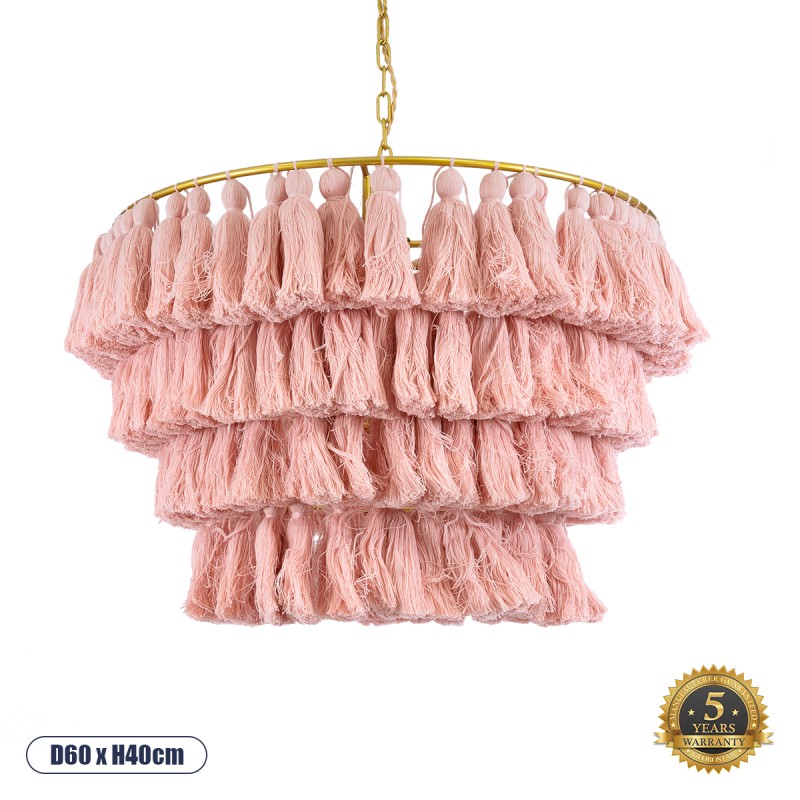 GLOBOSTAR® MISSOULA 02090 Boho Κρεμαστό Φωτιστικό Οροφής με Ντουί 1 x E27 AC 220-240V IP20 - Ροζ & Χρυσό - Μ60 x Π60 x Υ40cm GLOBOSTAR® MISSOULA 02090 Boho Κρεμαστό Φωτιστικό Οροφής με Ντουί 1 x E27 AC 220-240V IP20 - Ροζ & Χρυσό - Μ60 x Π60 x Υ40cm