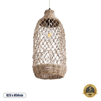 GLOBOSTAR® ECUADOR 02116 Boho Κρεμαστό Φωτιστικό Οροφής με Ντουί 1 x E27 AC 220-240V IP20 - Μπεζ - Μ23 x Π23 x Υ50cm GLOBOSTAR® ECUADOR 02116 Boho Κρεμαστό Φωτιστικό Οροφής με Ντουί 1 x E27 AC 220-240V IP20 - Μπεζ - Μ23 x Π23 x Υ50cm