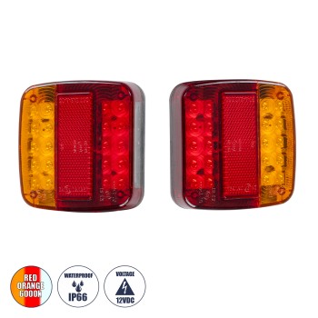 GloboStar® 79930 Ζευγάρι Universal Φανάρια για Τρέιλερ LED - DC 12V - Κόκκινο - Πορτοκαλί - Λευκό - Αδιάβροχα IP66 - Μ10.3 x Π10.3 x Υ3cm - 1 Χρόνο Εγγύηση GloboStar® 79930 Ζευγάρι Universal Φανάρια για Τρέιλερ LED - DC 12V - Κόκκινο - Πορτοκαλί - Λευκό - Αδιάβροχα IP66 - Μ10.3 x Π10.3 x Υ3cm - 1 Χρόνο Εγγύηση