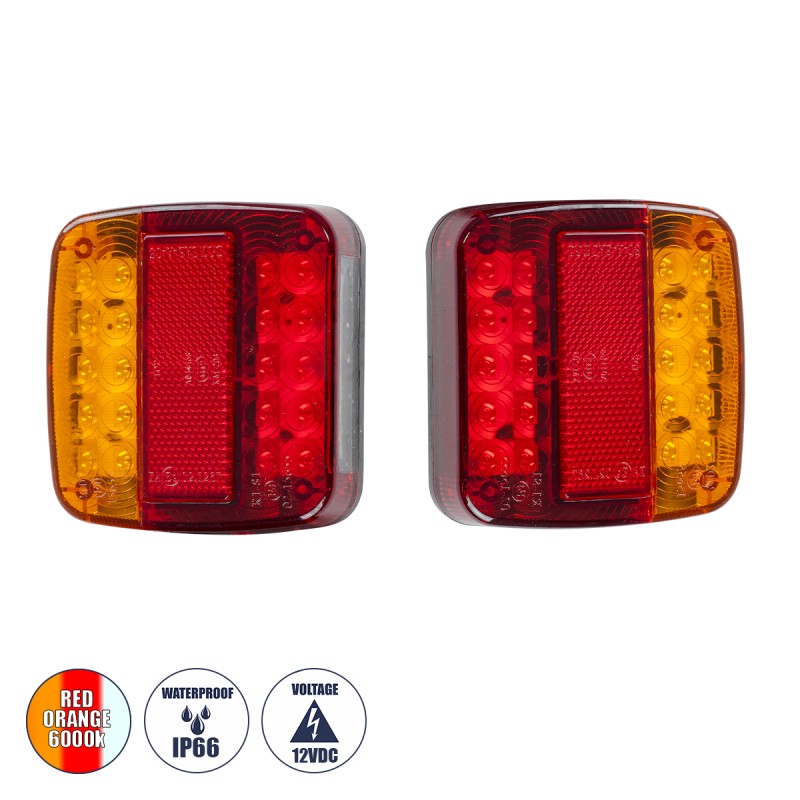 GloboStar® 79930 Ζευγάρι Universal Φανάρια για Τρέιλερ LED - DC 12V - Κόκκινο - Πορτοκαλί - Λευκό - Αδιάβροχα IP66 - Μ10.3 x Π10.3 x Υ3cm - 1 Χρόνο Εγγύηση GloboStar® 79930 Ζευγάρι Universal Φανάρια για Τρέιλερ LED - DC 12V - Κόκκινο - Πορτοκαλί - Λευκό - Αδιάβροχα IP66 - Μ10.3 x Π10.3 x Υ3cm - 1 Χρόνο Εγγύηση
