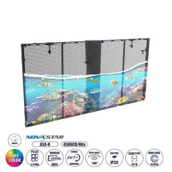 GLOBOSTAR® OPTILED 41005 Διάφανη Οθόνη Video Wall P3.91 Καμπίνα 100x50cm LED 110W 3840Hz 32768 Dots ≥4500cd/㎡ Nits AC 220-240V Εσωτερικού Χώρου IP31 Full Color S1/8 14Bits - Κάρτα NovaStar A5S-N - Nationstar SMD1921 & Yuanchi Driver - Μ100 x Π7.5 x Υ5 GLOBOSTAR® OPTILED 41005 Διάφανη Οθόνη Video Wall P3.91 Καμπίνα 100x50cm LED 110W 3840Hz 32768 Dots ≥4500cd/㎡ Nits AC 220-240V Εσωτερικού Χώρου IP31 Full Color S1/8 14Bits - Κάρτα NovaStar A5S-N - Nationstar SMD1921 & Yuanchi Driver - Μ100 x Π7.5 x Υ5
