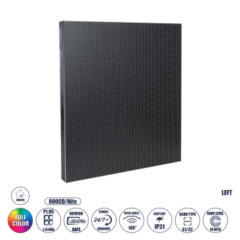 GLOBOSTAR® CRYSTALPIX 41040 Module για Οθόνες Video Wall 25x25cm 128x128px P1.95 GOB LED 40W 3840Hz 16384 Dots ≥800cd/㎡ Nits DC 5V Εσωτερικού Χώρου IP31 Full Color S1/32 14Bits - Kinglight SMD1515 - Αριστερό - Μ25 x Π1.2 x Υ25cm - 2 Χρόνια Εγγύηση GLOBOSTAR® CRYSTALPIX 41040 Module για Οθόνες Video Wall 25x25cm 128x128px P1.95 GOB LED 40W 3840Hz 16384 Dots ≥800cd/㎡ Nits DC 5V Εσωτερικού Χώρου IP31 Full Color S1/32 14Bits - Kinglight SMD1515 - Αριστερό - Μ25 x Π1.2 x Υ25cm - 2 Χρόνια Εγγύηση