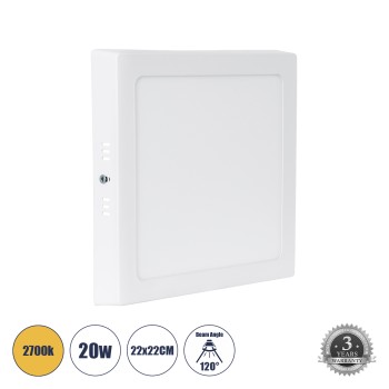 GLOBOSTAR® PANELO 60205 Panel Οροφής LED 20W 1800lm 120° AC 220-240V IP20 Θερμό Λευκό 2700K - Lumileds SMD Chip & TÜV SÜD Driver - Λευκό Γαλακτερό - Μ22 x Π22 x Υ3cm / Q20 x 20cm - 3 Χρόνια Εγγύηση GLOBOSTAR® PANELO 60205 Panel Οροφής LED 20W 1800lm 120° AC 220-240V IP20 Θερμό Λευκό 2700K - Lumileds SMD Chip & TÜV SÜD Driver - Λευκό Γαλακτερό - Μ22 x Π22 x Υ3cm / Q20 x 20cm - 3 Χρόνια Εγγύηση