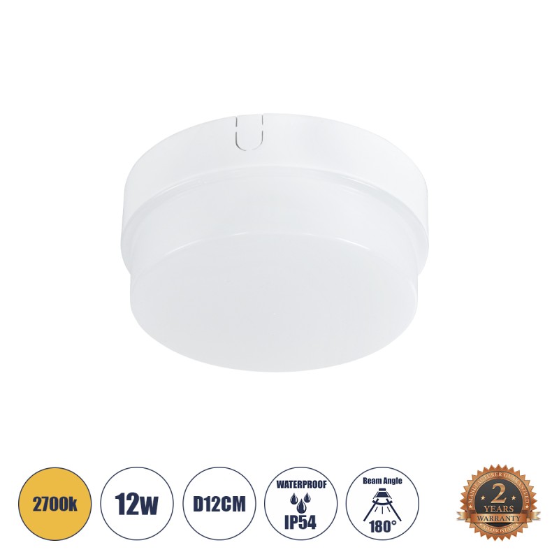 GLOBOSTAR® REVANO 61013 Φωτιστικό Πλαφονιέρα Οροφής LED 12W 1080lm 180° AC 220-240V Αδιάβροχο IP54 Θερμό Λευκό 2700K - Lumileds SMD Chip - Λευκό Γαλακτερό - Μ12 x Π12 x Υ4.5cm - 2 Χρόνια Εγγύηση GLOBOSTAR® REVANO 61013 Φωτιστικό Πλαφονιέρα Οροφής LED 12W 1080lm 180° AC 220-240V Αδιάβροχο IP54 Θερμό Λευκό 2700K - Lumileds SMD Chip - Λευκό Γαλακτερό - Μ12 x Π12 x Υ4.5cm - 2 Χρόνια Εγγύηση