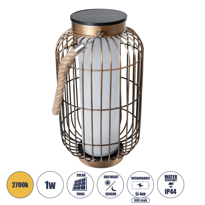 GloboStar® 76487 Αυτόνομο Ηλιακό Κρεμαστό/Επιτραπέζιο Φωτιστικό Φαναράκι LED SMD 1W 100lm με Ενσωματωμένη Μπαταρία 600mAh - Φωτοβολταϊκό Πάνελ με Αισθητήρα Ημέρας-Νύχτας Χάλκινο Αδιάβροχο IP44 Θερμό Λευκό 2700K GloboStar® 76487 Αυτόνομο Ηλιακό Κρεμαστό/Επιτραπέζιο Φωτιστικό Φαναράκι LED SMD 1W 100lm με Ενσωματωμένη Μπαταρία 600mAh - Φωτοβολταϊκό Πάνελ με Αισθητήρα Ημέρας-Νύχτας Χάλκινο Αδιάβροχο IP44 Θερμό Λευκό 2700K