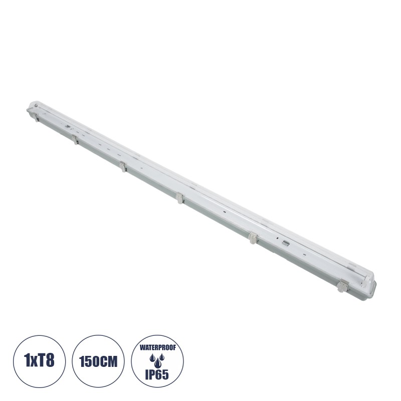 GLOBOSTAR® VIGAS 90614 Γραμμικό Βιομηχανικό Φωτιστικό Σκαφάκι Tri-Proof με Μεταλλικά Clips για 1 x Λάμπες T8 G13 150cm Τύπου Φθορίου LED Τροφοδοσίας Ενός Άκρου 120° AC 220-240V Αδιάβροχο IP65 - Γκρι με Διάφανο Κάλυμμα Πλαστικό PC - Μ156 x Π8 x Υ9cm GLOBOSTAR® VIGAS 90614 Γραμμικό Βιομηχανικό Φωτιστικό Σκαφάκι Tri-Proof με Μεταλλικά Clips για 1 x Λάμπες T8 G13 150cm Τύπου Φθορίου LED Τροφοδοσίας Ενός Άκρου 120° AC 220-240V Αδιάβροχο IP65 - Γκρι με Διάφανο Κάλυμμα Πλαστικό PC - Μ156 x Π8 x Υ9cm