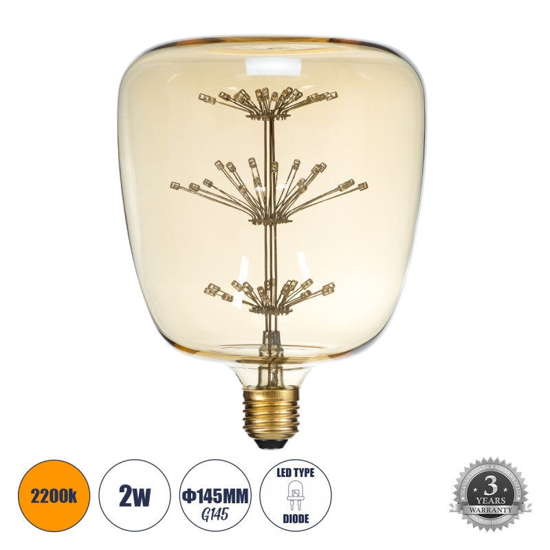 GLOBOSTAR® BARREL 99209 Λάμπα E27 G145 LED 1.6W 140lm 360° AC 220-240V IP20 Ultra Θερμό Λευκό 2200K - Diode HP Filament Chip - Μελί - Μ14.5 x Π14.5 x Υ19cm - 3 Χρόνια Εγγύηση GLOBOSTAR® BARREL 99209 Λάμπα E27 G145 LED 1.6W 140lm 360° AC 220-240V IP20 Ultra Θερμό Λευκό 2200K - Diode HP Filament Chip - Μελί - Μ14.5 x Π14.5 x Υ19cm - 3 Χρόνια Εγγύηση