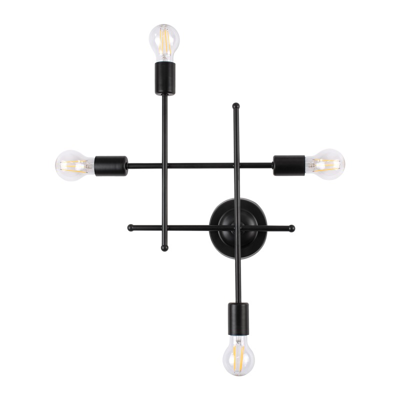 GLOBOSTAR® PIPING 00661 Vintage Φωτιστικό Τοίχου - Απλίκα με Ντουί 4 x E27 AC 220-240V IP20 - Μαύρο - Μ40 x Π9 x Υ52cm GLOBOSTAR® PIPING 00661 Vintage Φωτιστικό Τοίχου - Απλίκα με Ντουί 4 x E27 AC 220-240V IP20 - Μαύρο - Μ40 x Π9 x Υ52cm