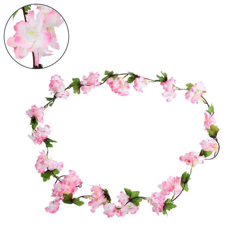 GloboStar® 78100 Τεχνητό Κρεμαστό Φυτό Διακοσμητική Γιρλάντα Λουλουδιών με 18 Ροζ Λευκά Άνθη Κερασιάς & Πράσινο Φύλλωμα M20 x Υ220 x Π20cm GloboStar® 78100 Τεχνητό Κρεμαστό Φυτό Διακοσμητική Γιρλάντα Λουλουδιών με 18 Ροζ Λευκά Άνθη Κερασιάς & Πράσινο Φύλλωμα M20 x Υ220 x Π20cm