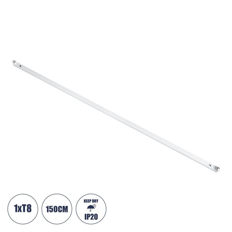 GloboStar® TUBATO 60150 Μεταλλικό Σκαφάκι για 1 x Λάμπα 150CM T8 G13 LED AC 220-240V IP20 Μ150 x Π3.4 x Υ4.3cm - 5 Χρόνια Εγγύηση GloboStar® TUBATO 60150 Μεταλλικό Σκαφάκι για 1 x Λάμπα 150CM T8 G13 LED AC 220-240V IP20 Μ150 x Π3.4 x Υ4.3cm - 5 Χρόνια Εγγύηση