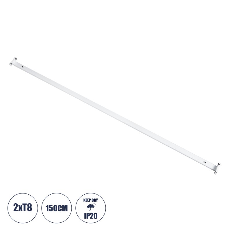 GloboStar® TUBATO 60154 Μεταλλικό Σκαφάκι για 2 x Λάμπες 150CM T8 G13 LED AC 220-240V IP20 Μ150 x Π7.2 x Υ4cm - 5 Χρόνια Εγγύηση GloboStar® TUBATO 60154 Μεταλλικό Σκαφάκι για 2 x Λάμπες 150CM T8 G13 LED AC 220-240V IP20 Μ150 x Π7.2 x Υ4cm - 5 Χρόνια Εγγύηση