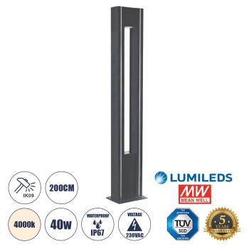 GloboStar® MERIDA 61513 Urban Light Φωτιστικό Πάρκου - Πλατείας - Κήπου Ύψους 2 μέτρων LED 40W 5440lm 60° AC100-240VAC IP67 IK09 - Μ32 x Π13 x Υ200cm - Anthracite Grey - Φυσικό Λευκό 4000K - LUMILEDS - MEAN WELL DRIVER - 5 Years Warranty GloboStar® MERIDA 61513 Urban Light Φωτιστικό Πάρκου - Πλατείας - Κήπου Ύψους 2 μέτρων LED 40W 5440lm 60° AC100-240VAC IP67 IK09 - Μ32 x Π13 x Υ200cm - Anthracite Grey - Φυσικό Λευκό 4000K - LUMILEDS - MEAN WELL DRIVER - 5 Years Warranty
