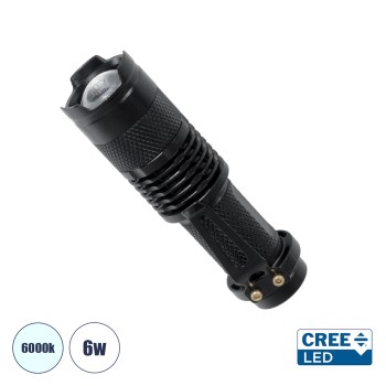 GloboStar® 79020 Φορητός Φακός Χειρός CREE LED 6W 480lm - Ψυχρό Λευκό 6000K - Φ2.5 x Υ9.2cm GloboStar® 79020 Φορητός Φακός Χειρός CREE LED 6W 480lm - Ψυχρό Λευκό 6000K - Φ2.5 x Υ9.2cm