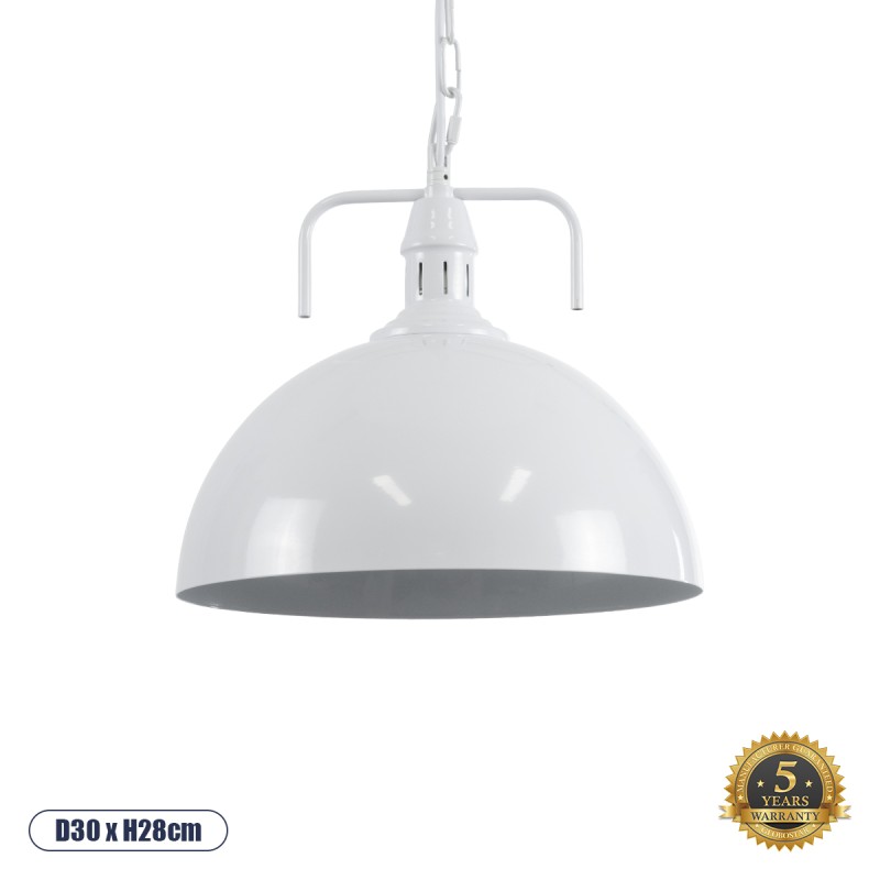 GLOBOSTAR® LARKIN 01174 Vintage Κρεμαστό Φωτιστικό Οροφής με Ντουί 1 x E27 AC 220-240V IP20 - Λευκό - Μ30 x Π30 x Y28cm GLOBOSTAR® LARKIN 01174 Vintage Κρεμαστό Φωτιστικό Οροφής με Ντουί 1 x E27 AC 220-240V IP20 - Λευκό - Μ30 x Π30 x Y28cm