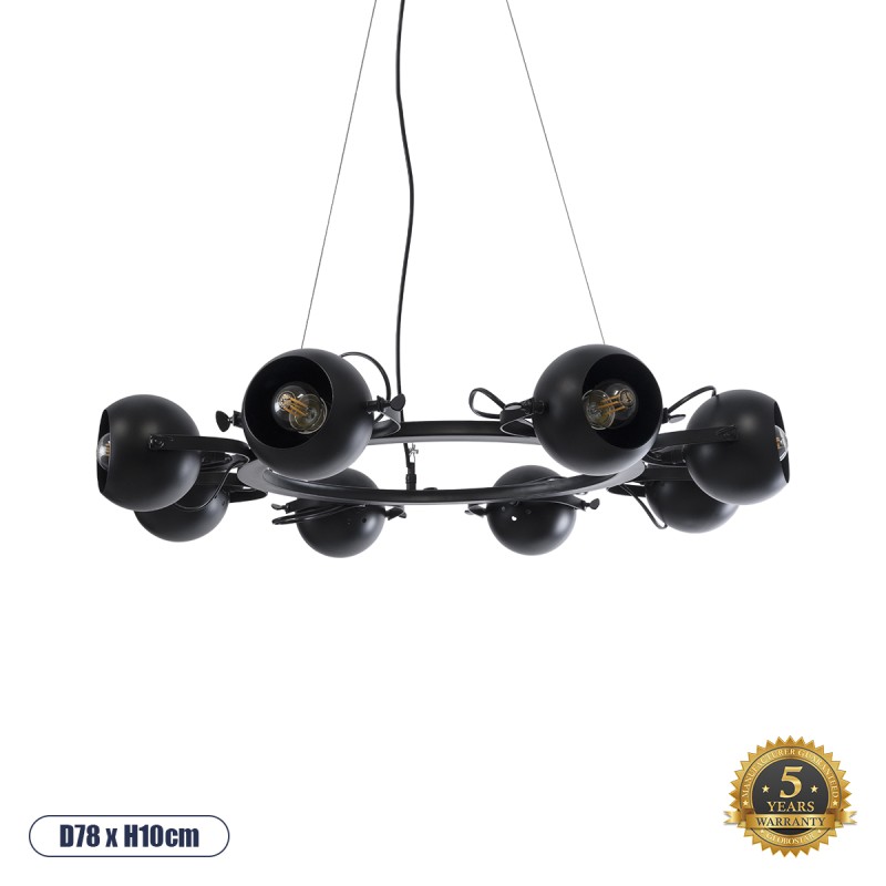 GLOBOSTAR® LINNYA 01219 Μοντέρνο Κρεμαστό Φωτιστικό Οροφής με Ντουί 8 x E27 AC 220-240V IP20 - Μαύρο - Μ78 x Π78 x Υ10cm GLOBOSTAR® LINNYA 01219 Μοντέρνο Κρεμαστό Φωτιστικό Οροφής με Ντουί 8 x E27 AC 220-240V IP20 - Μαύρο - Μ78 x Π78 x Υ10cm