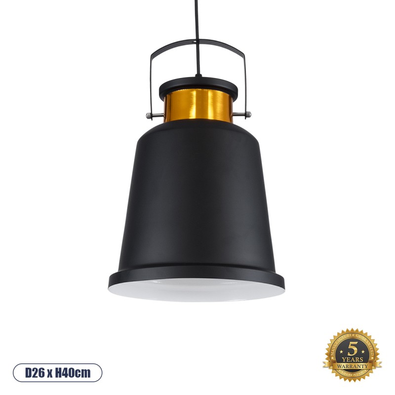 GLOBOSTAR® NUNZIATA 01236 Vintage Κρεμαστό Φωτιστικό Οροφής με Ντουί 1 x E27 AC 220-240V IP20 - Μαύρο & Χρυσό - Μ26 x Π26 x Υ40cm GLOBOSTAR® NUNZIATA 01236 Vintage Κρεμαστό Φωτιστικό Οροφής με Ντουί 1 x E27 AC 220-240V IP20 - Μαύρο & Χρυσό - Μ26 x Π26 x Υ40cm