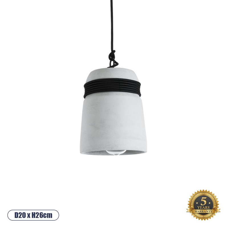 GLOBOSTAR® TRIBECA 01320 Μοντέρνο Κρεμαστό Φωτιστικό Οροφής με Ντουί 1 x E27 AC 220-240V IP20 - Γκρι & Μαύρο - Μ20 x Π20 x Υ26cm