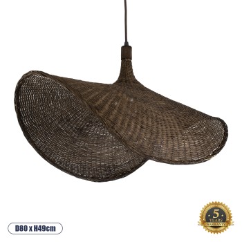 GLOBOSTAR® CUBA 01768 Boho Κρεμαστό Φωτιστικό Οροφής με Ντουί 1 x E27 AC 220-240V IP20 - Καφέ - Μ80 x Π80 x Υ49cm GLOBOSTAR® CUBA 01768 Boho Κρεμαστό Φωτιστικό Οροφής με Ντουί 1 x E27 AC 220-240V IP20 - Καφέ - Μ80 x Π80 x Υ49cm