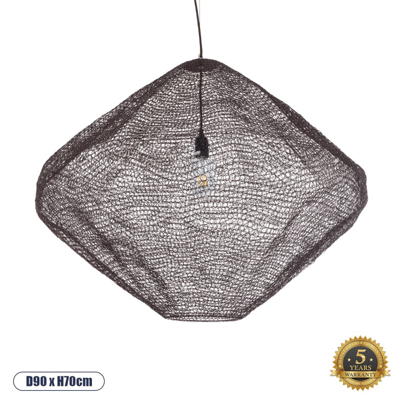 GLOBOSTAR® KENTUCKY 01869 Vintage Κρεμαστό Φωτιστικό Οροφής με Ντουί 1 x E27 AC 220-240V IP20 - Καφέ - Μ90 x Π90 x Υ70cm
