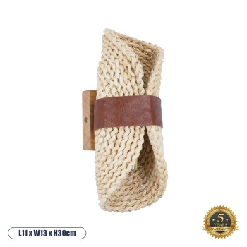 GLOBOSTAR® GUAVA 02385 Boho Φωτιστικό Τοίχου - Απλίκα με Ντουί 2 x G9 AC 220-240V IP20 - Μπεζ & Καφέ - Μ11 x Π13 x Υ30cm GLOBOSTAR® GUAVA 02385 Boho Φωτιστικό Τοίχου - Απλίκα με Ντουί 2 x G9 AC 220-240V IP20 - Μπεζ & Καφέ - Μ11 x Π13 x Υ30cm