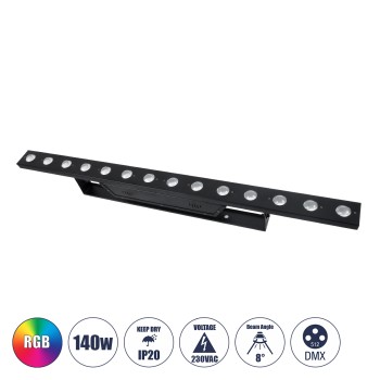 GloboStar® 51204 MEDES Επαγγελματική Μπάρα Φωτισμού Wall Washer LED 14 x 10W 140W 8° AC 220-240V IP20 Πολύχρωμο RGB DMX512 - Μαύρο - Μ100 x Π6.5 x Υ12.5cm - 2 Χρόνια Εγγύση GloboStar® 51204 MEDES Επαγγελματική Μπάρα Φωτισμού Wall Washer LED 14 x 10W 140W 8° AC 220-240V IP20 Πολύχρωμο RGB DMX512 - Μαύρο - Μ100 x Π6.5 x Υ12.5cm - 2 Χρόνια Εγγύση