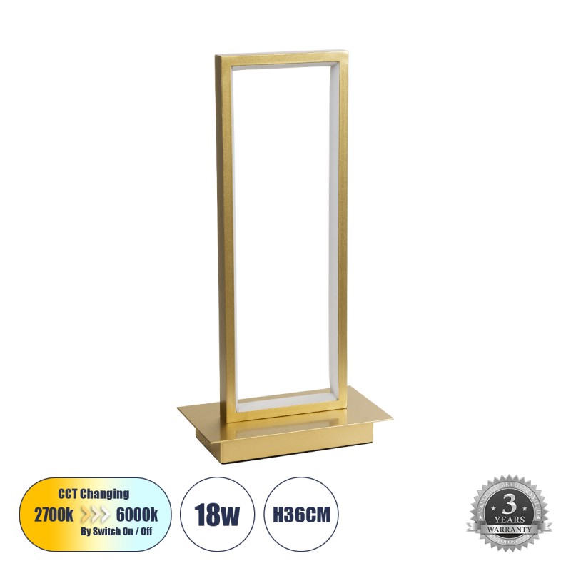 GloboStar® CORNELIE 60462 Επιτραπέζιο Φωτιστικό LED CCT 18W 1980lm 200° AC 220-240V - Εναλλαγή Φωτισμού μέσω Διακόπτη On/Off All In One Ψυχρό 6000k+Φυσικό 4500k+Θερμό 2700k Μ18 x Π10 x Υ36cm - Χρυσό - 3 Χρόνια Εγγύηση GloboStar® CORNELIE 60462 Επιτραπέζιο Φωτιστικό LED CCT 18W 1980lm 200° AC 220-240V - Εναλλαγή Φωτισμού μέσω Διακόπτη On/Off All In One Ψυχρό 6000k+Φυσικό 4500k+Θερμό 2700k Μ18 x Π10 x Υ36cm - Χρυσό - 3 Χρόνια Εγγύηση
