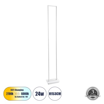 GLOBOSTAR® CORNELIE 60464 Μοντέρνο Επιδαπέδιο Φωτιστικό LED 24W 2640lm 200° AC 220-240V IP20 Ρυθμιζόμενο Λευκό CCT με Χειριστήριο από 2700K έως 6000K Dimmable - Lumileds SMD Chip - Λευκό Ματ - Μ26 x Π16 x Υ153cm - 3 Χρόνια Εγγύηση GLOBOSTAR® CORNELIE 60464 Μοντέρνο Επιδαπέδιο Φωτιστικό LED 24W 2640lm 200° AC 220-240V IP20 Ρυθμιζόμενο Λευκό CCT με Χειριστήριο από 2700K έως 6000K Dimmable - Lumileds SMD Chip - Λευκό Ματ - Μ26 x Π16 x Υ153cm - 3 Χρόνια Εγγύηση