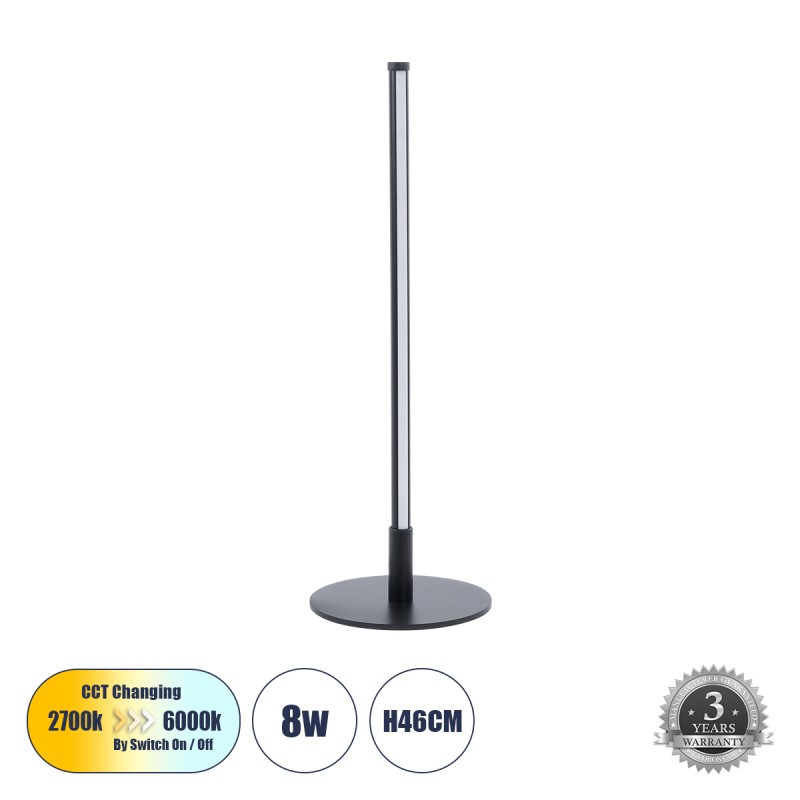 GloboStar® DALUMA 60467 Επιτραπέζιο Φωτιστικό LED CCT 8W 880lm 200° AC 220-240V - All In One Ψυχρό 6000k+Φυσικό 4500k+Θερμό 2700k Μ15 x Π15 x Υ46cm - Mαύρο - 3 Χρόνια Εγγύηση GloboStar® DALUMA 60467 Επιτραπέζιο Φωτιστικό LED CCT 8W 880lm 200° AC 220-240V - All In One Ψυχρό 6000k+Φυσικό 4500k+Θερμό 2700k Μ15 x Π15 x Υ46cm - Mαύρο - 3 Χρόνια Εγγύηση
