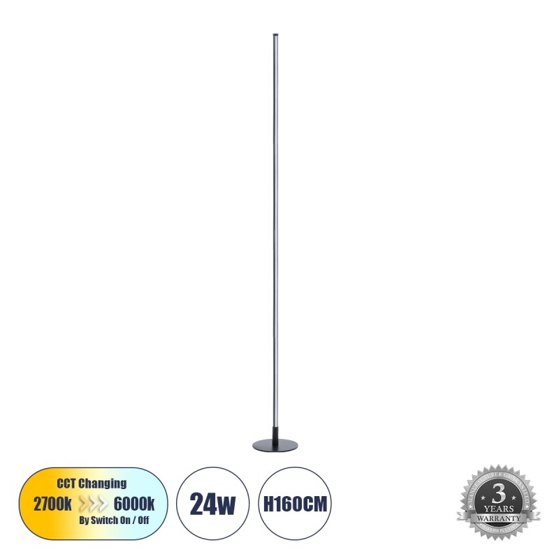GloboStar® DALUMA 60470 Μοντέρνο Επιδαπέδιο Φωτιστικό LED 24W 2640lm 200° AC 220-240V IP20 Ρυθμιζόμενο Λευκό CCT από 2700K έως 6000K - Μαύρο - Μ18 x Π18 x Υ160cm - 3 Χρόνια Εγγύηση GloboStar® DALUMA 60470 Μοντέρνο Επιδαπέδιο Φωτιστικό LED 24W 2640lm 200° AC 220-240V IP20 Ρυθμιζόμενο Λευκό CCT από 2700K έως 6000K - Μαύρο - Μ18 x Π18 x Υ160cm - 3 Χρόνια Εγγύηση