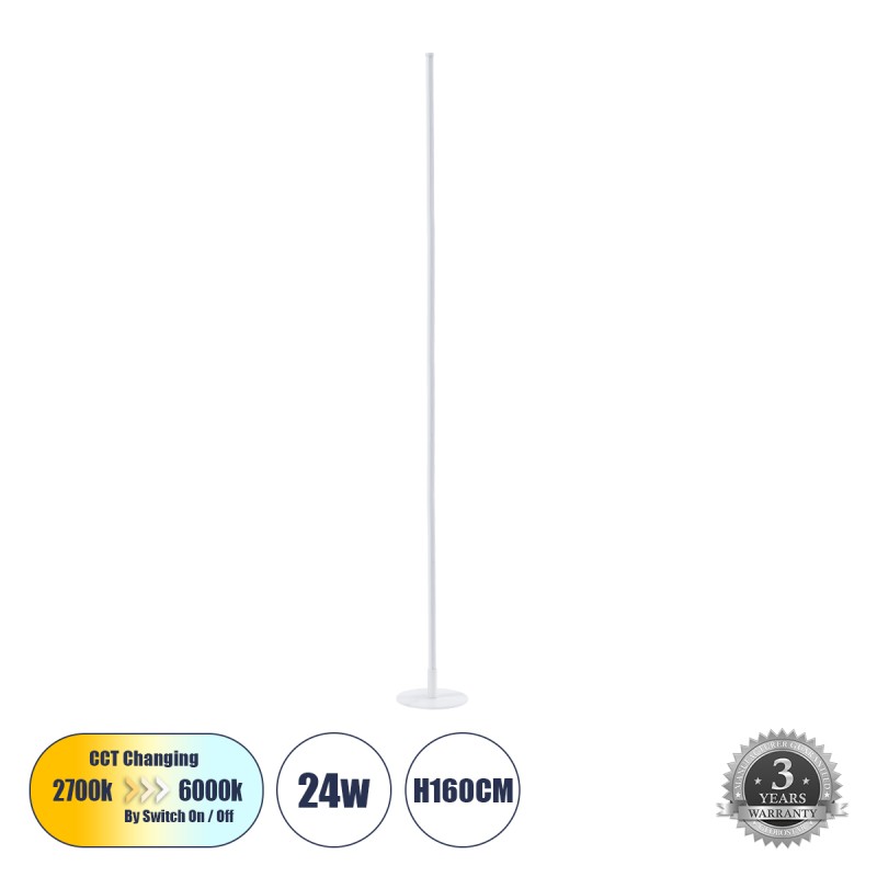 GloboStar® DALUMA 60471 Μοντέρνο Επιδαπέδιο Φωτιστικό LED 24W 2640lm 200° AC 220-240V IP20 Ρυθμιζόμενο Λευκό CCT από 2700K έως 6000K - Λευκό - Μ18 x Π18 x Υ160cm - 3 Χρόνια Εγγύηση GloboStar® DALUMA 60471 Μοντέρνο Επιδαπέδιο Φωτιστικό LED 24W 2640lm 200° AC 220-240V IP20 Ρυθμιζόμενο Λευκό CCT από 2700K έως 6000K - Λευκό - Μ18 x Π18 x Υ160cm - 3 Χρόνια Εγγύηση