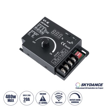 GLOBOSTAR® SKYDANCE-V1-K 73117 Dimmer με 1 x 20A 480W Κανάλι DC 12-48V 20A 480W Max IP20 - PWM - RF2.4Ghz - Μ10.7 x Π7.5 x Υ3.8cm - 5 Χρόνια Εγγύηση GLOBOSTAR® SKYDANCE-V1-K 73117 Dimmer με 1 x 20A 480W Κανάλι DC 12-48V 20A 480W Max IP20 - PWM - RF2.4Ghz - Μ10.7 x Π7.5 x Υ3.8cm - 5 Χρόνια Εγγύηση