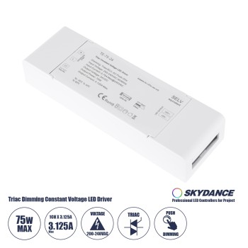 GLOBOSTAR® SKYDANCE-TE-75-24 73130 DC Triac & Push Dimmer CV Τροφοδοτικό/Μετασχηματιστής SELV με 1 x 3.125A 75W Κανάλι AC 220-240V σε DC 24V 3.125A 75W Max IP20 - Triac & Push Dimming - Μ18 x Π5.7 x Υ3cm - 5 Χρόνια Εγγύηση GLOBOSTAR® SKYDANCE-TE-75-24 73130 DC Triac & Push Dimmer CV Τροφοδοτικό/Μετασχηματιστής SELV με 1 x 3.125A 75W Κανάλι AC 220-240V σε DC 24V 3.125A 75W Max IP20 - Triac & Push Dimming - Μ18 x Π5.7 x Υ3cm - 5 Χρόνια Εγγύηση