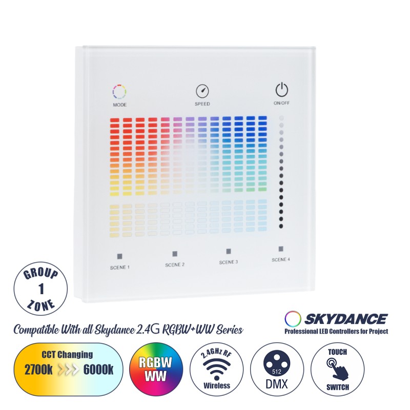 GloboStar® 73153 T15-S SKYDANCE Ασύρματο DMX512 Επιτοίχιο Χειριστήριο RF 2.4Ghz 1 Group για όλα τα SKYDANCE DMX512 Controller AC 100-240V Max 0.1A - IP20 Μ8.5 x Μ8.5 x Π8.5 x Υ3.5cm - 5 Χρόνια Εγγύηση GloboStar® 73153 T15-S SKYDANCE Ασύρματο DMX512 Επιτοίχιο Χειριστήριο RF 2.4Ghz 1 Group για όλα τα SKYDANCE DMX512 Controller AC 100-240V Max 0.1A - IP20 Μ8.5 x Μ8.5 x Π8.5 x Υ3.5cm - 5 Χρόνια Εγγύηση