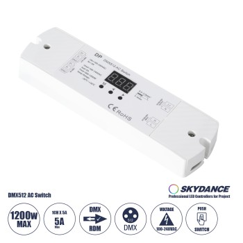 GloboStar® 73156 DP SKYDANCE AC DMX512 Push Switch 1 Κανάλι AC 100-240V 1 x 5A 1200W - Max 5A 1200W - IP20  Μ17 x Π5 x Υ2.5cm - 5 Χρόνια Εγγύηση GloboStar® 73156 DP SKYDANCE AC DMX512 Push Switch 1 Κανάλι AC 100-240V 1 x 5A 1200W - Max 5A 1200W - IP20  Μ17 x Π5 x Υ2.5cm - 5 Χρόνια Εγγύηση