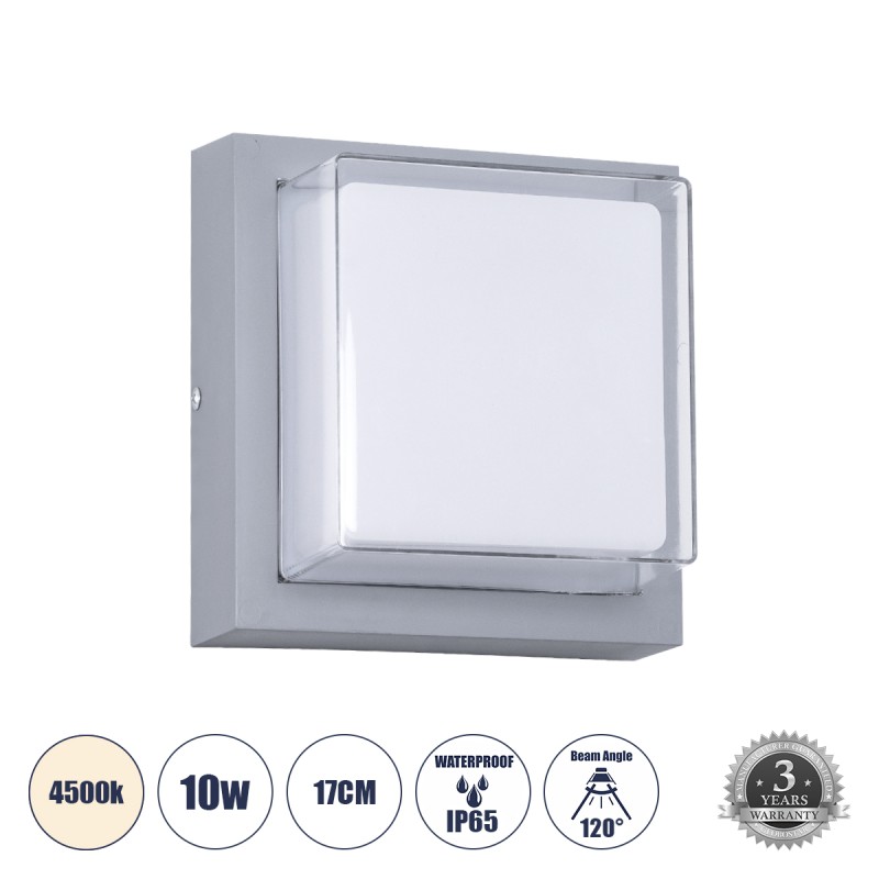 GLOBOSTAR® NEXUS 60768 Μοντέρνο Φωτιστικό Τοίχου - Απλίκα LED 10W 1050lm 120° AC 220-240V Αδιάβροχο IP65 Φυσικό Λευκό 4500K - Bridgelux SMD Chip - Γκρι - Μ17 x Π17 x Υ9cm - 3 Χρόνια Εγγύηση GLOBOSTAR® NEXUS 60768 Μοντέρνο Φωτιστικό Τοίχου - Απλίκα LED 10W 1050lm 120° AC 220-240V Αδιάβροχο IP65 Φυσικό Λευκό 4500K - Bridgelux SMD Chip - Γκρι - Μ17 x Π17 x Υ9cm - 3 Χρόνια Εγγύηση