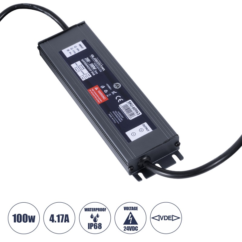 GLOBOSTAR® LUMISPLASH 60963 Τροφοδοτικό/Μετασχηματιστής Class II SELV 100W 4.17A DC 24V Αδιάβροχο IP68 - AC 220-240V σε DC 24V - Μ20 x Π5 x Υ2cm - 3 Χρόνια Εγγύηση GLOBOSTAR® LUMISPLASH 60963 Τροφοδοτικό/Μετασχηματιστής Class II SELV 100W 4.17A DC 24V Αδιάβροχο IP68 - AC 220-240V σε DC 24V - Μ20 x Π5 x Υ2cm - 3 Χρόνια Εγγύηση