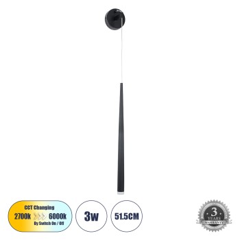 GLOBOSTAR® TEARS 61315 Μοντέρνο Φωτιστικό Τοίχου - Απλίκα LED 3W 330lm 180° AC 220-240V IP20 Ρυθμιζόμενο Λευκό CCT με On/Off 2700K/4500K/6000K - Lumileds SMD Chip - Μαύρο Ματ - Μ3.2 x Π3.2 x Υ51.5cm - 3 Χρόνια Εγγύηση GLOBOSTAR® TEARS 61315 Μοντέρνο Φωτιστικό Τοίχου - Απλίκα LED 3W 330lm 180° AC 220-240V IP20 Ρυθμιζόμενο Λευκό CCT με On/Off 2700K/4500K/6000K - Lumileds SMD Chip - Μαύρο Ματ - Μ3.2 x Π3.2 x Υ51.5cm - 3 Χρόνια Εγγύηση