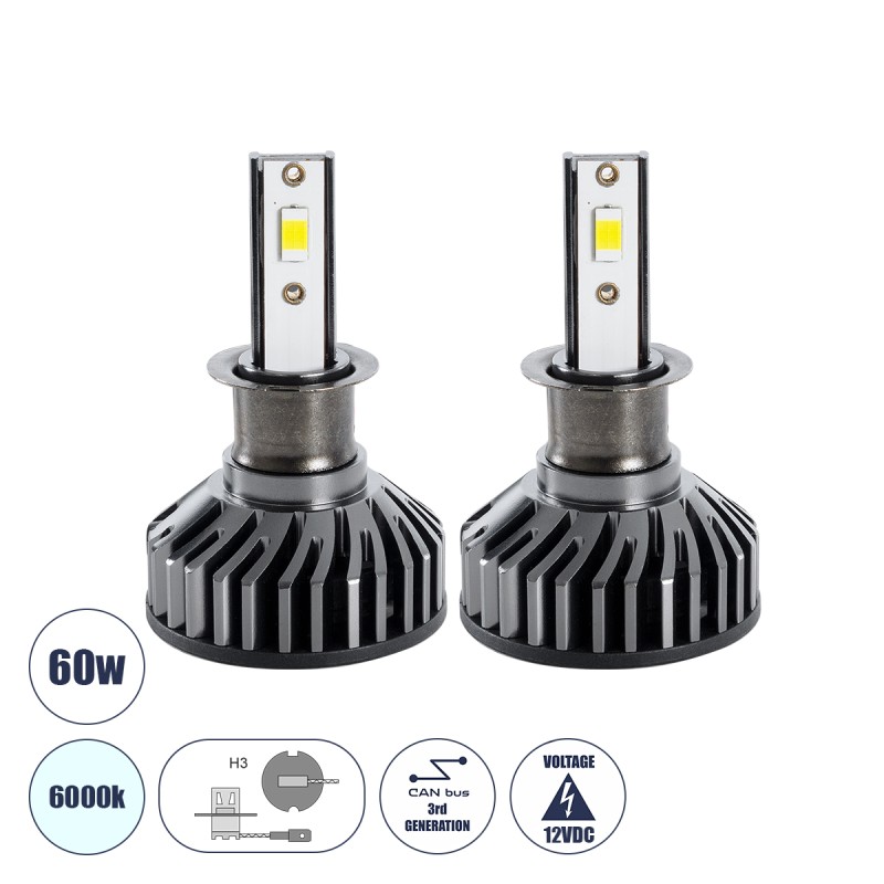GloboStar® 82021 H3 F2 Line KIT Βασικού Φωτισμού Αυτοκινήτου & Φορτηγού 3rd Generation Can-Bus Series LED CREE CXB COB 30/60W 7000lm DC 12V Αδιάβροχο IP65 Ψυχρό Λευκό 6000K GloboStar® 82021 H3 F2 Line KIT Βασικού Φωτισμού Αυτοκινήτου & Φορτηγού 3rd Generation Can-Bus Series LED CREE CXB COB 30/60W 7000lm DC 12V Αδιάβροχο IP65 Ψυχρό Λευκό 6000K