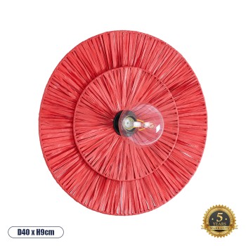 GLOBOSTAR® COLOMBO 02282 Boho Φωτιστικό Τοίχου - Απλίκα με Ντουί 1 x E27 AC 220-240V IP20 - Κόκκινο - Μ40 x Π40 x Υ9cm GLOBOSTAR® COLOMBO 02282 Boho Φωτιστικό Τοίχου - Απλίκα με Ντουί 1 x E27 AC 220-240V IP20 - Κόκκινο - Μ40 x Π40 x Υ9cm