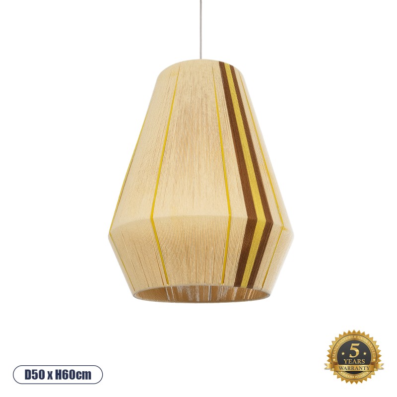 GLOBOSTAR® SALERNO 02334 Boho Κρεμαστό Φωτιστικό Οροφής με Ντουί 1 x E27 AC 220-240V IP20 - Μπεζ & Καφέ - Μ50 x Π50 x Υ60cm GLOBOSTAR® SALERNO 02334 Boho Κρεμαστό Φωτιστικό Οροφής με Ντουί 1 x E27 AC 220-240V IP20 - Μπεζ & Καφέ - Μ50 x Π50 x Υ60cm