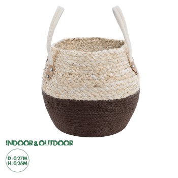 GloboStar® Artificial Garden CAROLINA 20579 Διακοσμητικό Πλεκτό Κασπώ Γλάστρα - Flower Pot Μπεζ με Καφέ και Λευκό Φ27 x Υ26cm GloboStar® Artificial Garden CAROLINA 20579 Διακοσμητικό Πλεκτό Κασπώ Γλάστρα - Flower Pot Μπεζ με Καφέ και Λευκό Φ27 x Υ26cm