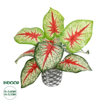 GloboStar® Artificial Garden CALADIUM 20891 Τεχνητό Διακοσμητικό Φυτό Τροπικό Φυτό Καλάδιο Φ40 x Υ33cm
